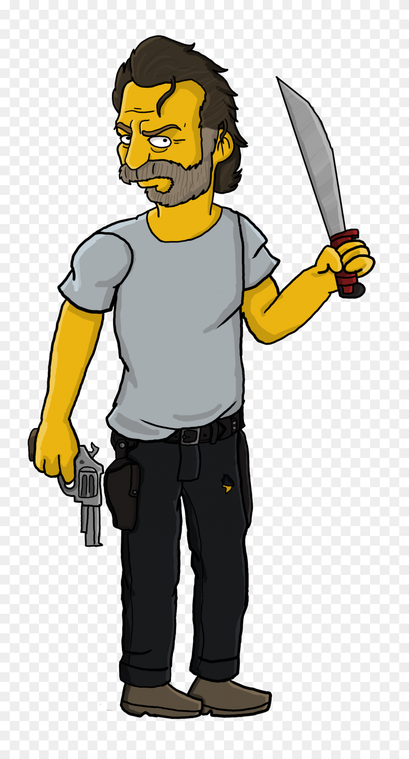 1506x2894 Rick Grimes Simpson - Walking Dead PNG