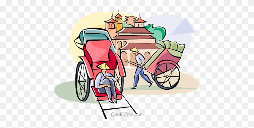 480x364 Водители Рикши В Ожидании Ярмарки Клипарт В Векторе - Клипарт Для Инвалидных Колясок