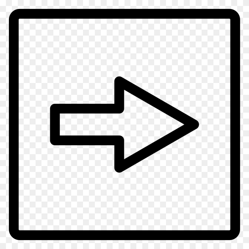 980x980 Right Arrow Square Button Outline Png Icon Free Download - Square Outline PNG