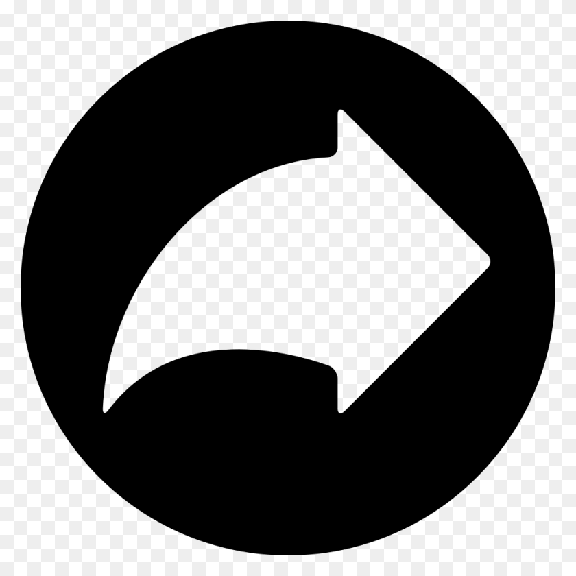 980x980 Right Curved Arrow In A Circle Png Icon Free Download - White Curved Arrow PNG