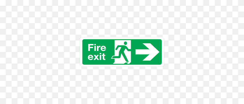 300x300 Right Fire Exit Sign Sticker - Exit Sign PNG