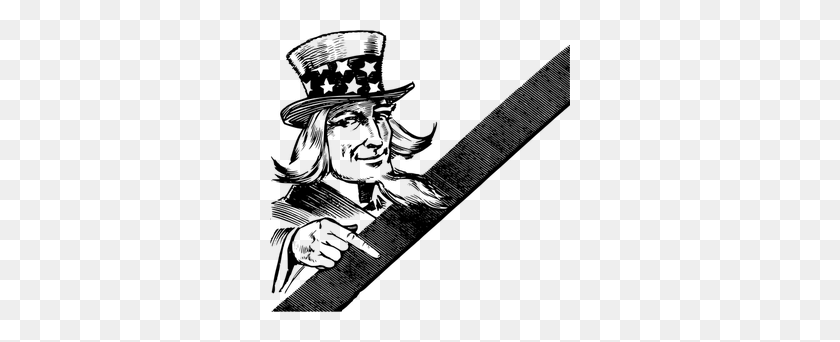 300x282 Right Pointing Finger Clip Art - Uncle Sam Clipart Black And White