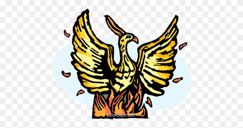 480x383 Rising Phoenix Royalty Free Vector Clip Art Illustration - Phoenix Bird Clipart