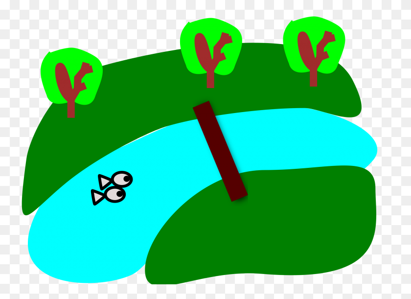 2400x1697 Река Между Зелеными Полями С Иконами Деревьев Png - Река Png