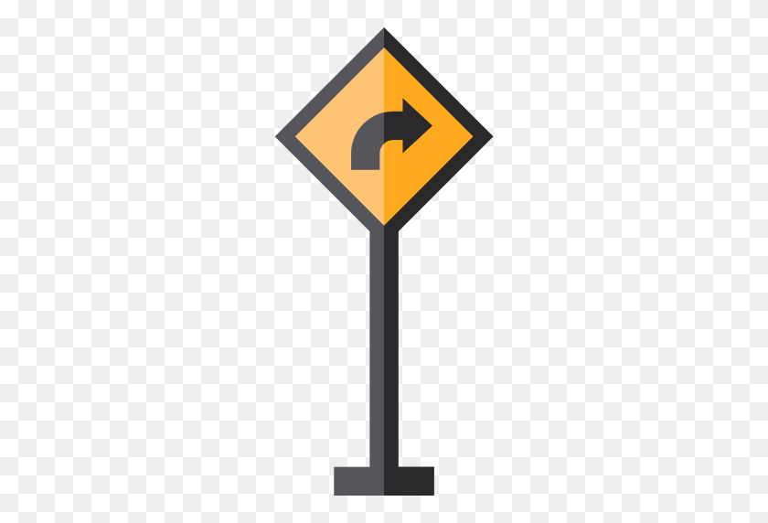 512x512 Road Sign Turn Png Icon - Road Sign PNG