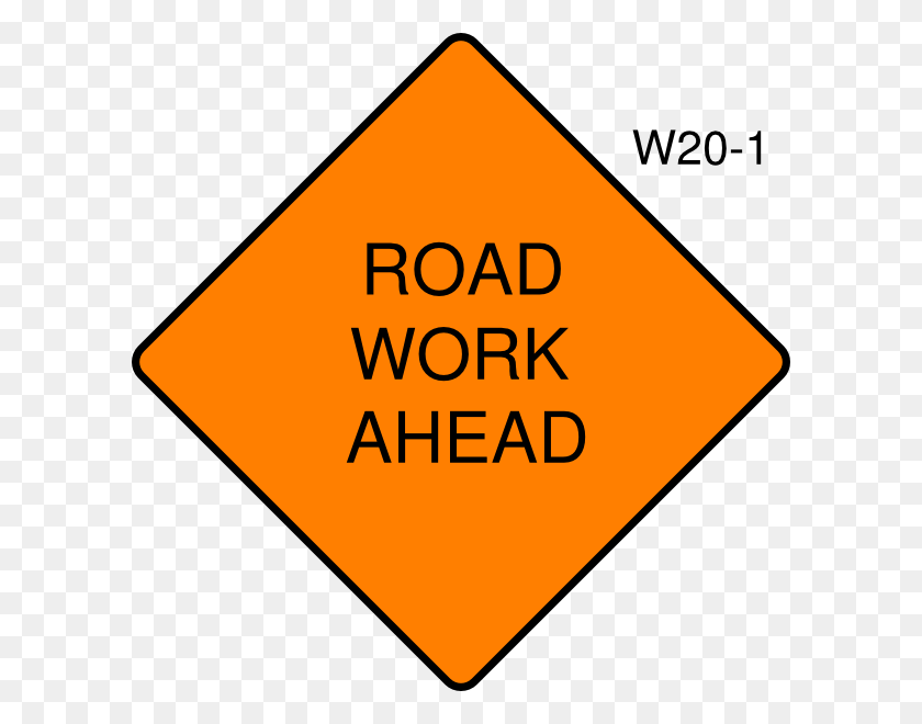 600x600 Road Work Ahead Sign Clip Art - Road Construction Clipart