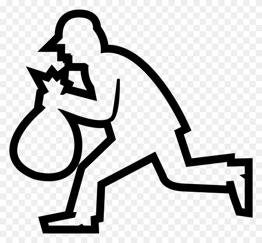 980x904 Robber Running Silhouette With A Bag Png Icon Free Download - Running Silhouette PNG