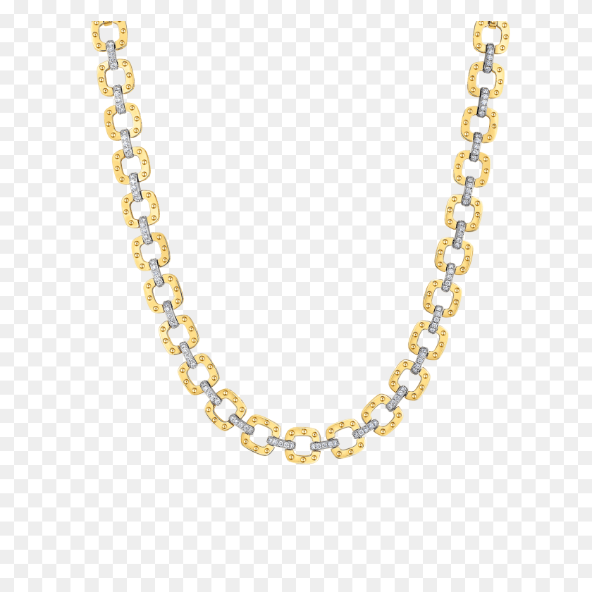 1600x1600 Roberto Coin's Italian Gold Link Necklace With Diamonds - Gold Chain PNG
