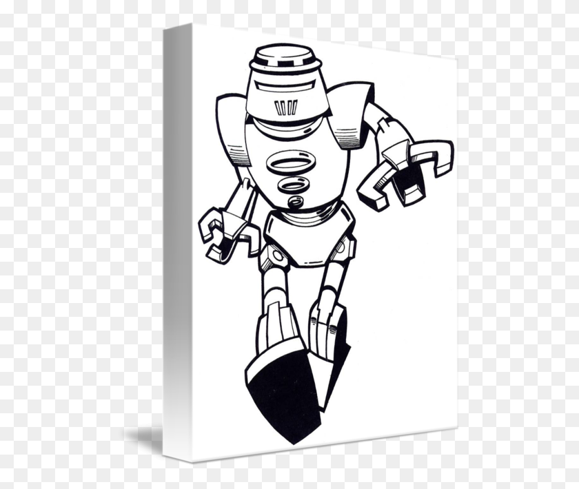 500x650 Robot Attack - Robot Black And White Clipart