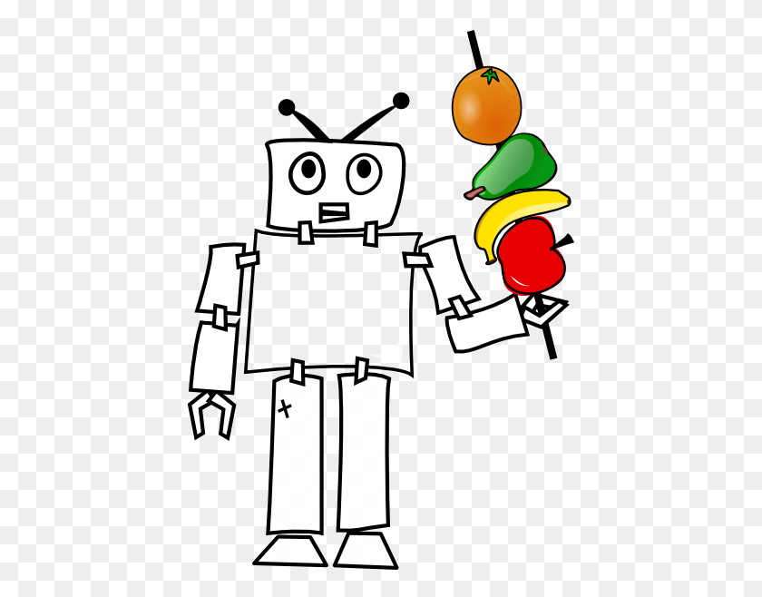 426x598 Robot With Fruit Kabob Clip Art - Kebab Clipart