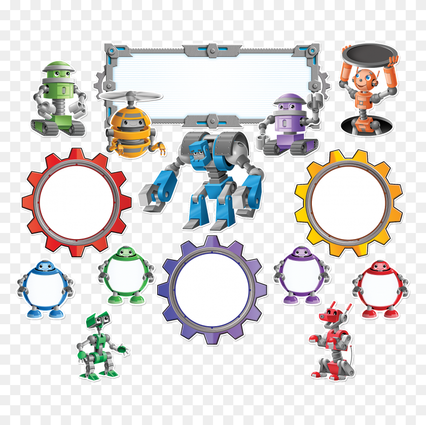 2000x2000 Los Robots De La Tablero De Anuncios De La Exhibición De La Escuela - Tablero De Corcho De Imágenes Prediseñadas