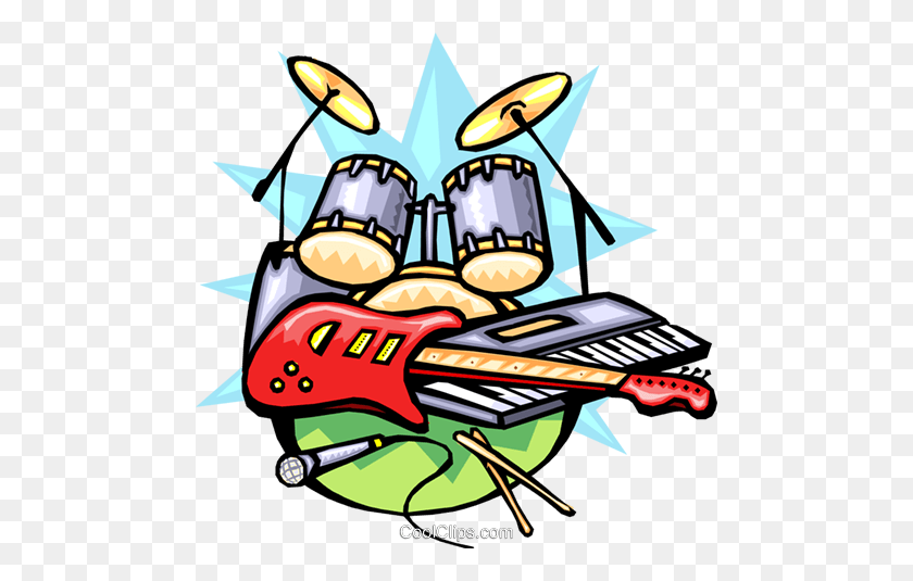 480x475 Rock N' Roll Musical Instruments Royalty Free Vector Clip Art - Musical Instruments Clipart