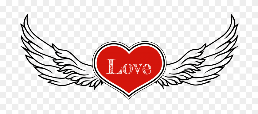 5277x2111 Rocker Heart With Wings Png Clipart Gallery - Wings PNG
