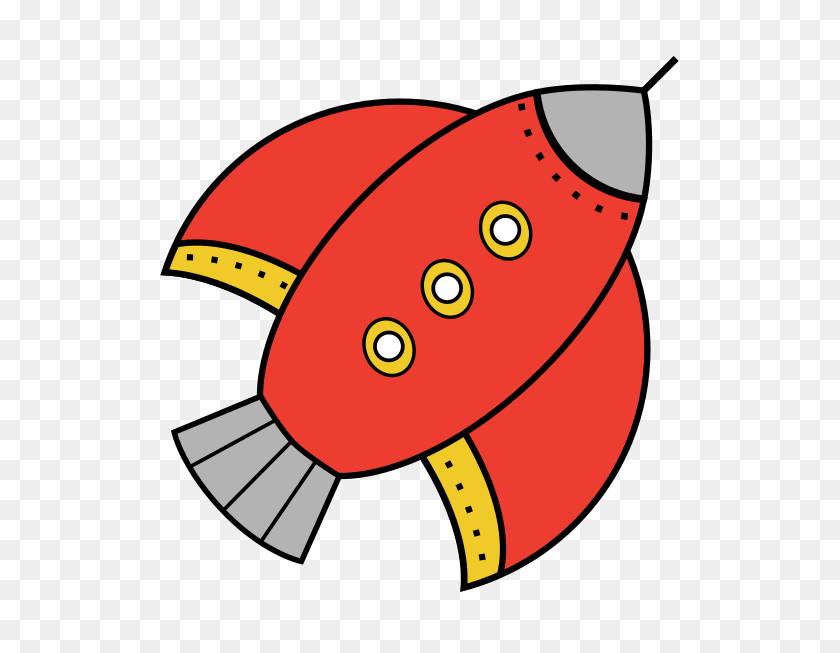 Rocket Ship Flying Through Space Royalty Free Vector Clip Art - Rocket