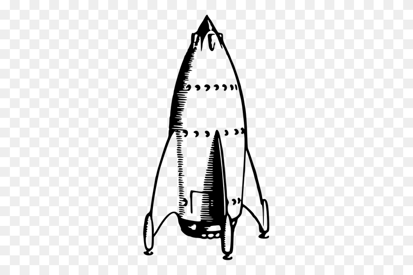257x500 Рисунок Ракетный Корабль - Ракета Черно-Белый Клипарт