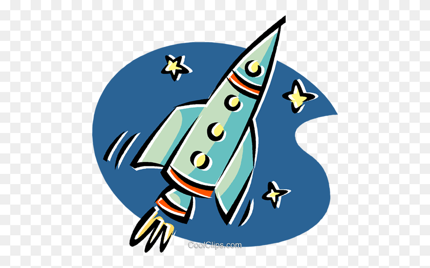 480x464 Rocket Ship Flying Through Space Royalty Free Vector Clip Art - Rocket Clipart Free