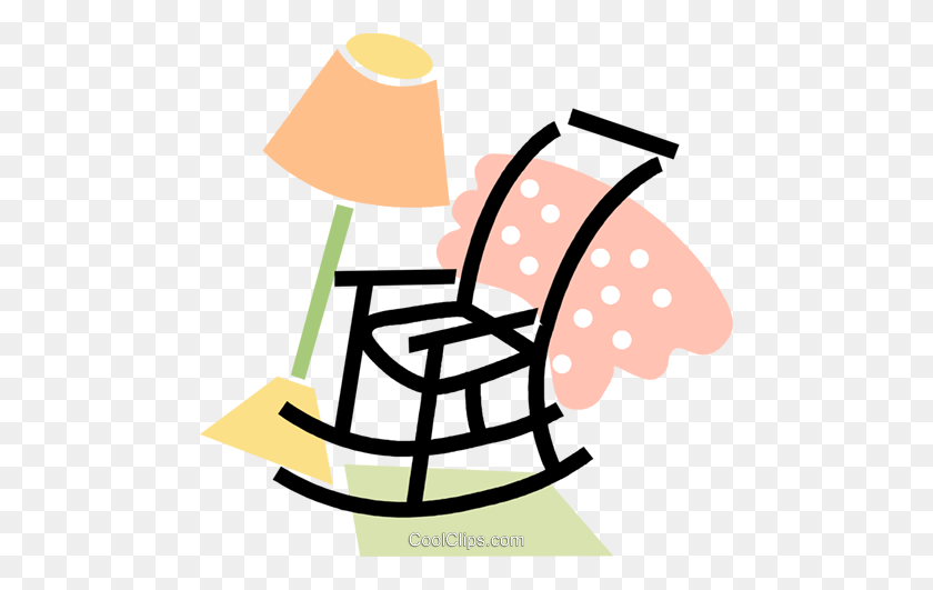 480x471 Rocking Chair With A Blanket And A Lamp Royalty Free Vector Clip - Rocking Chair Clipart