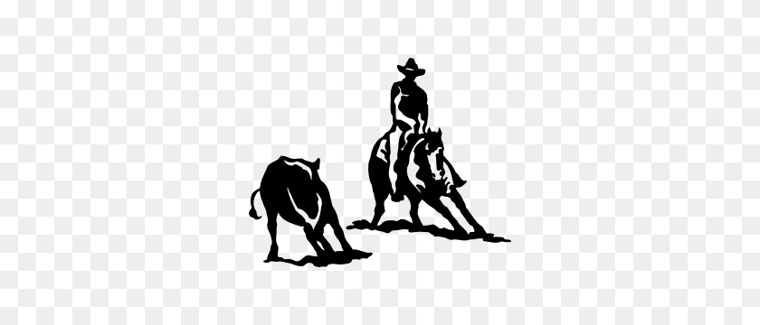 300x300 Rodeo Cowboy And Cutting Horse Sticker - Bull Riding Clip Art