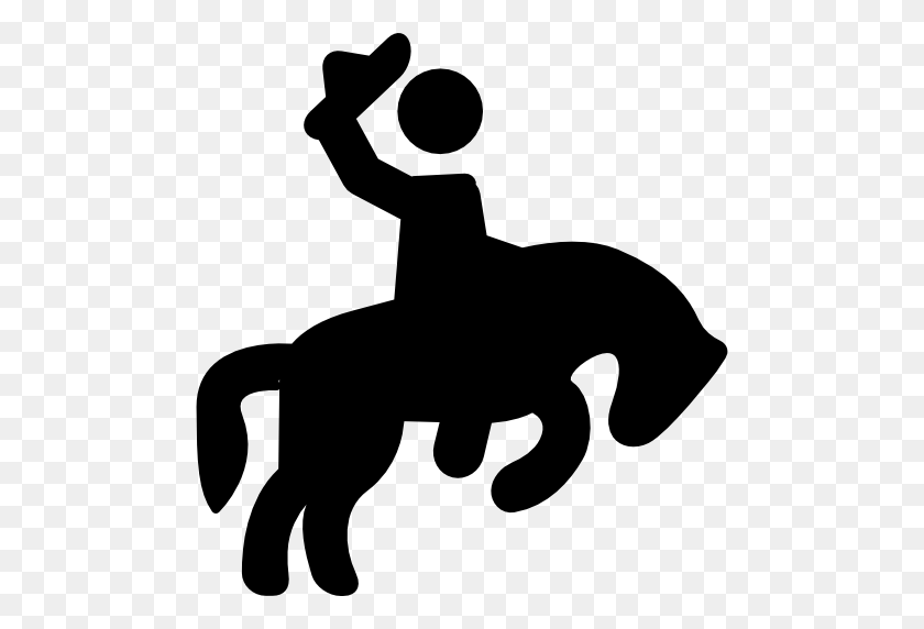 512x512 Rodeo, Cowboy, Black, Shape, Person, Horse, Hat, Silhouette - Cowboy Silhouette PNG