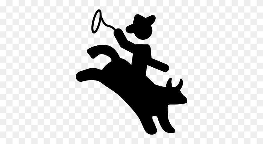400x400 Rodeo Silhouette Of A Mammal With A Cowboy Riding On Him - Cowboy Silhouette Clip Art