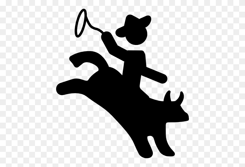 512x512 Rodeo Silhouette Of A Mammal With A Cowboy Riding On Him - Cowboy Silhouette PNG