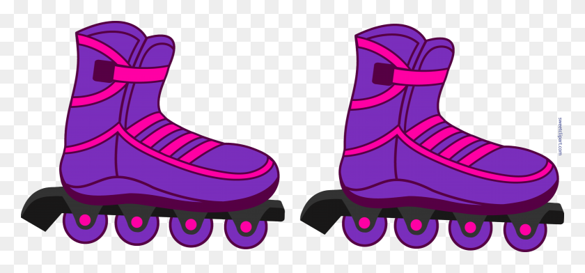 8285x3534 Rollerblades Purple Clip Art - Skating Rink Clipart
