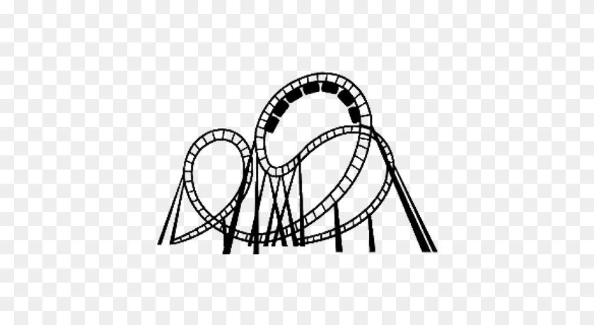 400x400 Rollercoaster Black And White Clipart Transparent Png - Rollercoaster PNG