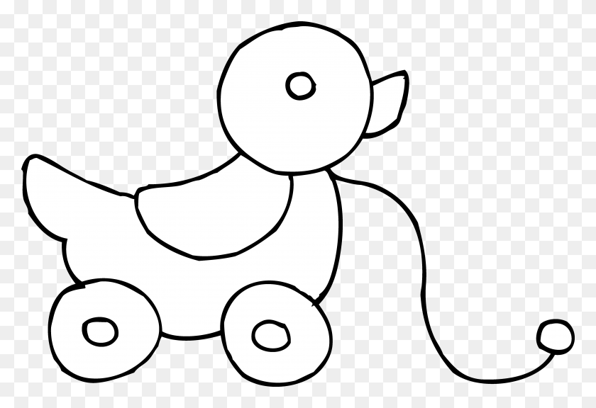 5942x3931 Rolling Duck Toy Coloring Page - Roll Clipart