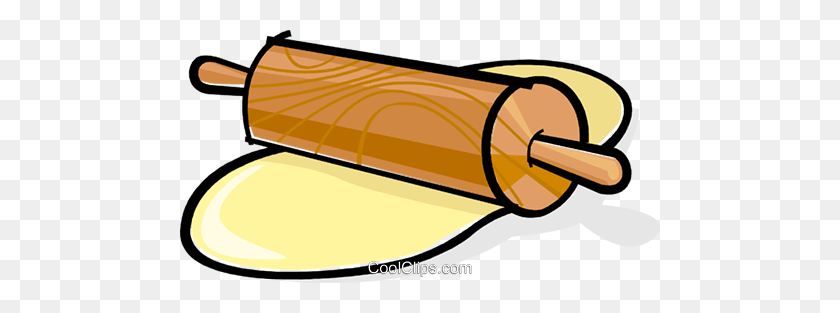480x253 Rolling Pin With Dough Royalty Free Vector Clip Art Illustration - Rolling Pin Clipart