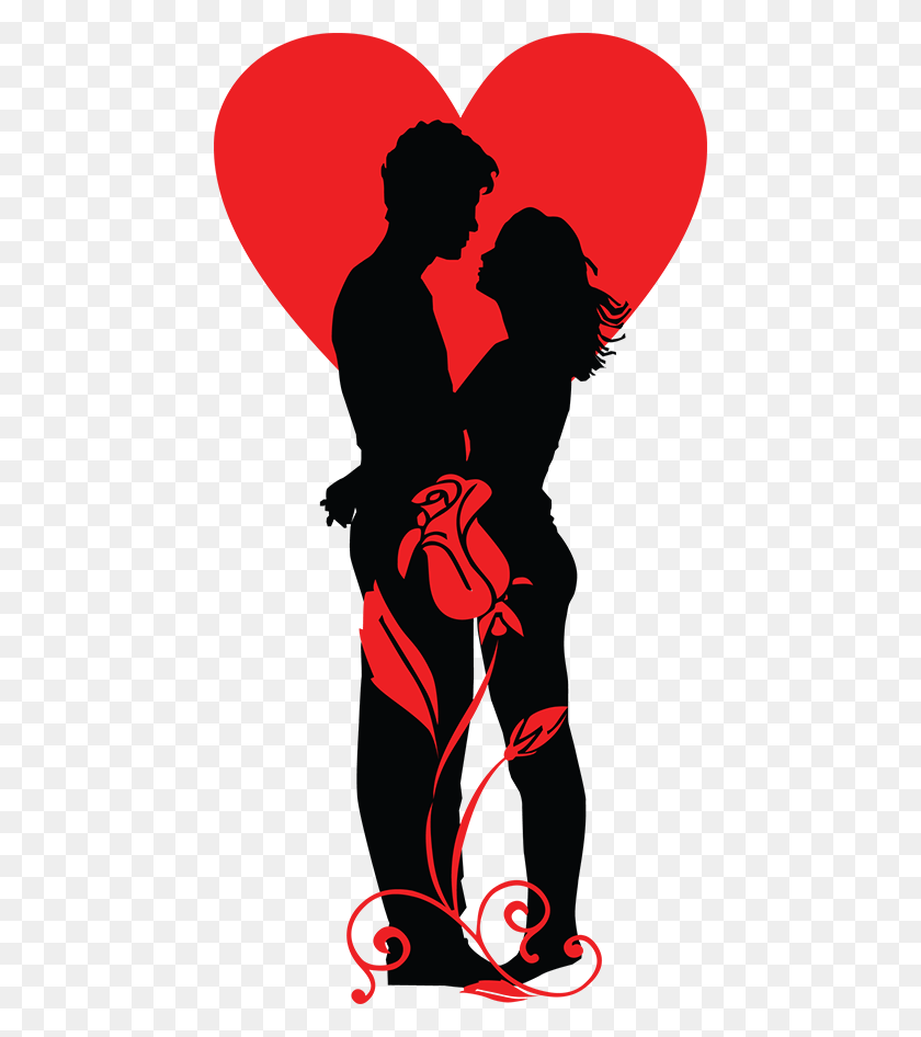 450x886 Romantic Couple Silhouette Clip Art - Romantic Clipart
