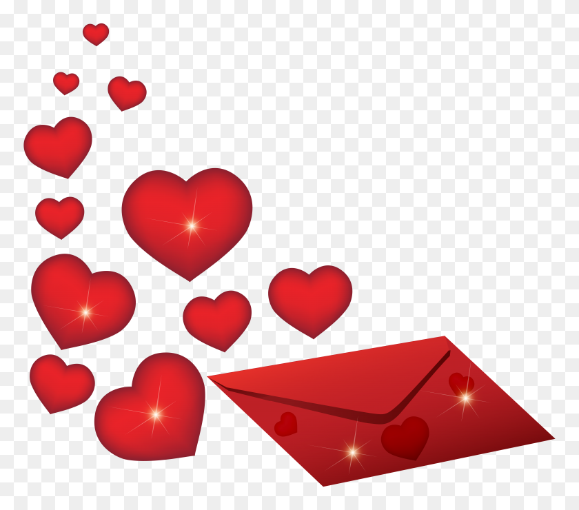8000x6977 Romantic Envelope With Hearts Png - Romantic Clipart