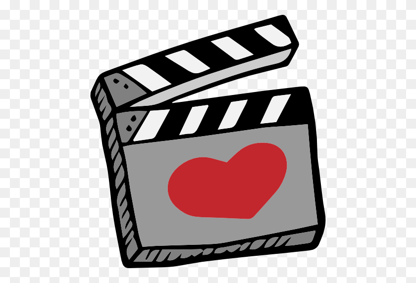 512x512 Romantic, Movie, Cinema, Clapperboard, Love, Heart, Valentines Day - Movie Day Clipart
