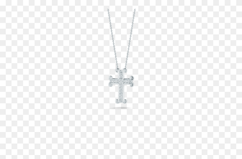 494x494 Подвеска-Крест Из Белого Золота С Бриллиантами Romm С Бриллиантами - Золотой Крест Png