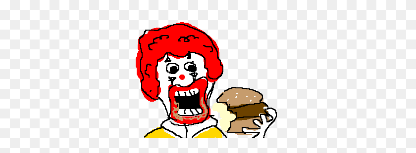 300x250 Ronald Mcdonald Eating A Hamburger Drawing - Ronald Mcdonald Clipart