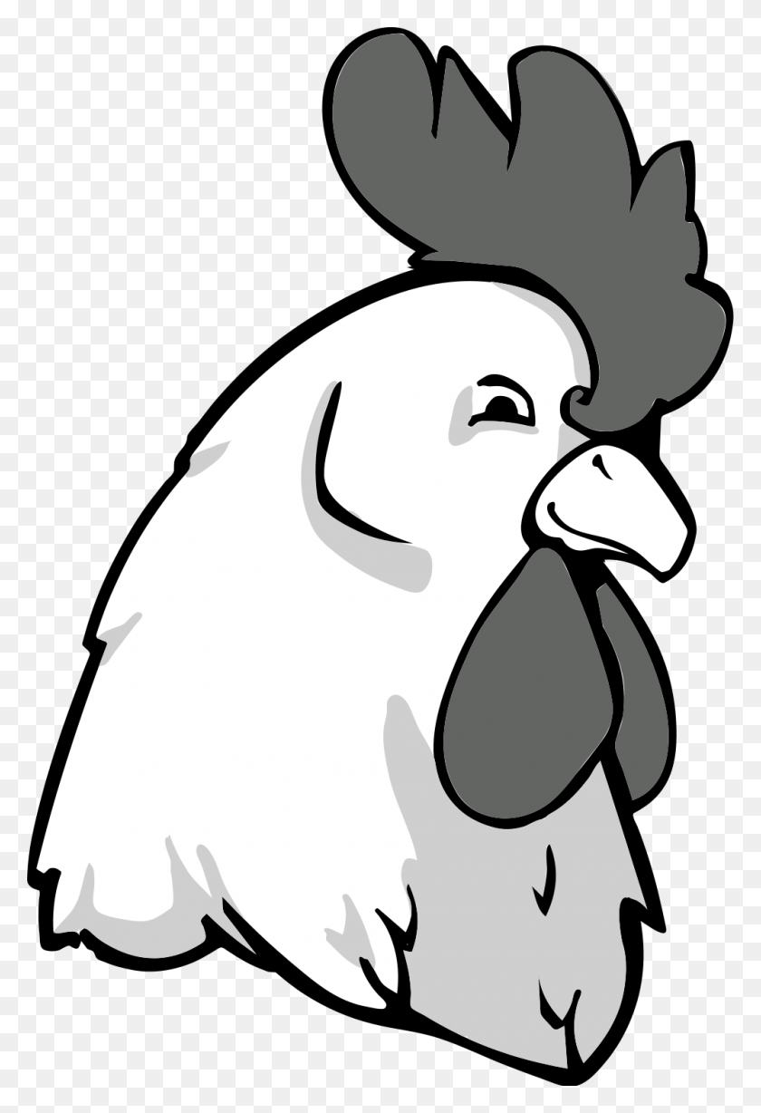 1000x1498 Rooster Bw - Rooster Clipart Black And White