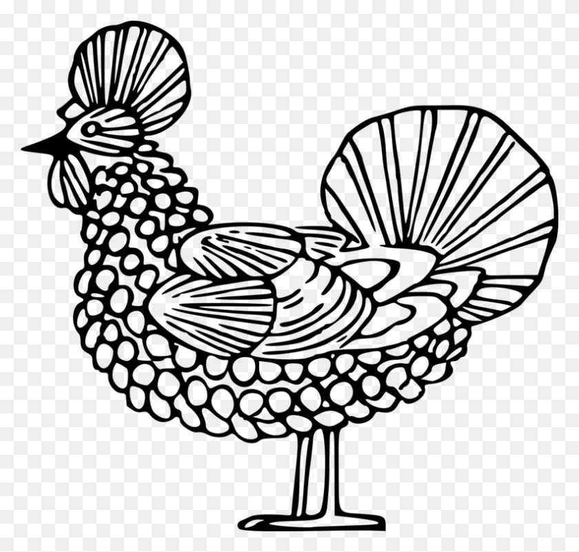789x750 Петух Курица Кифаранга Рисование Линии Искусства - Петух Клипарт Черный И Белый