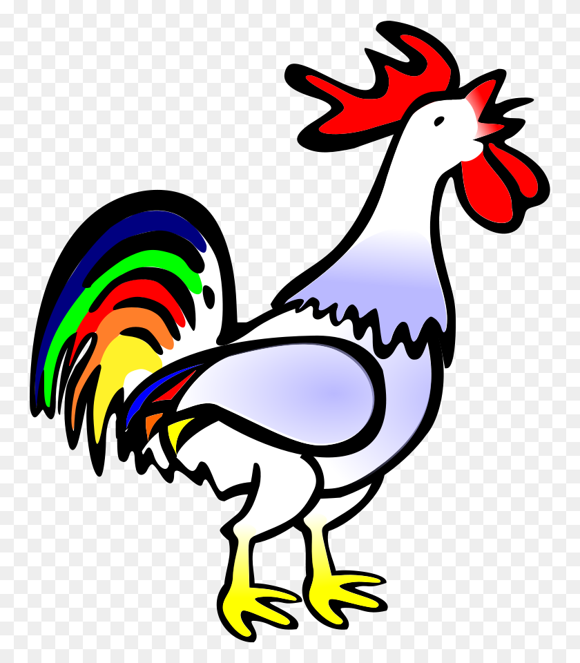 754x900 Rooster Clip Art Black White - Rooster Clipart Black And White
