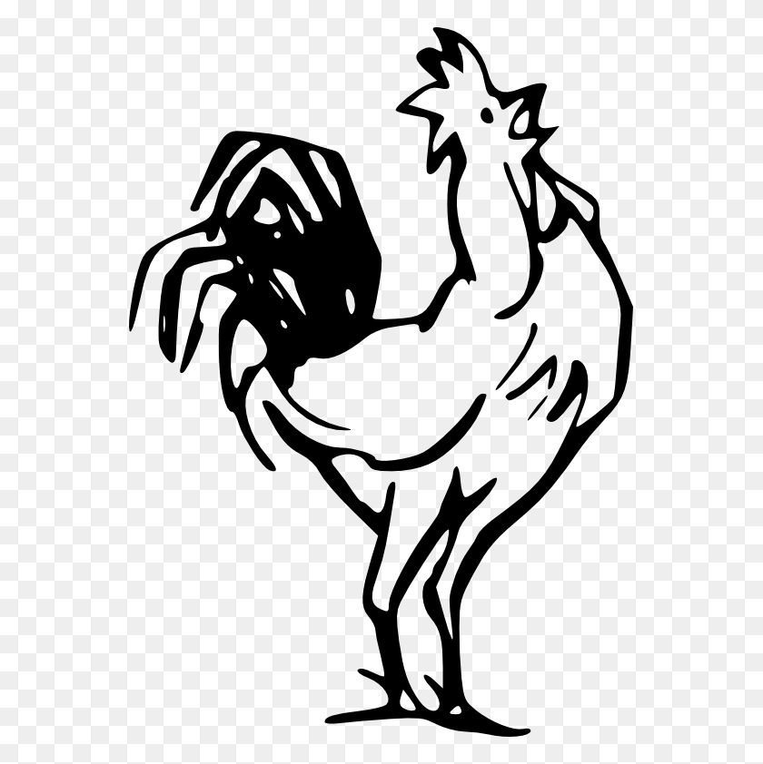 555x782 Rooster Clipart Black And White - Roster Clipart