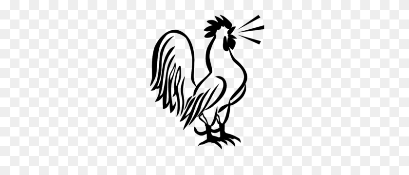 264x299 Rooster Full Body Black White Clip Art - Rooster Clipart Black And White