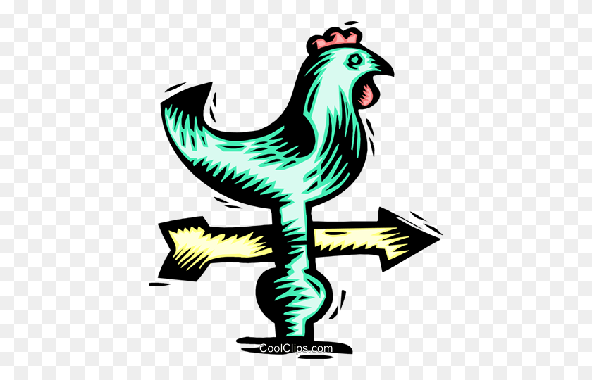 418x480 Rooster Weather Vane Royalty Free Vector Clip Art Illustration - Rooster Weathervane Clipart