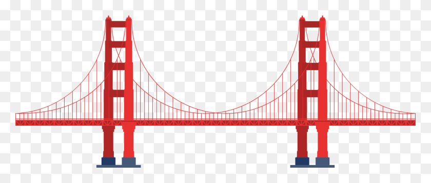 1862x713 Rope Bridge Clipart Transparent - Golden Gate Bridge Clipart