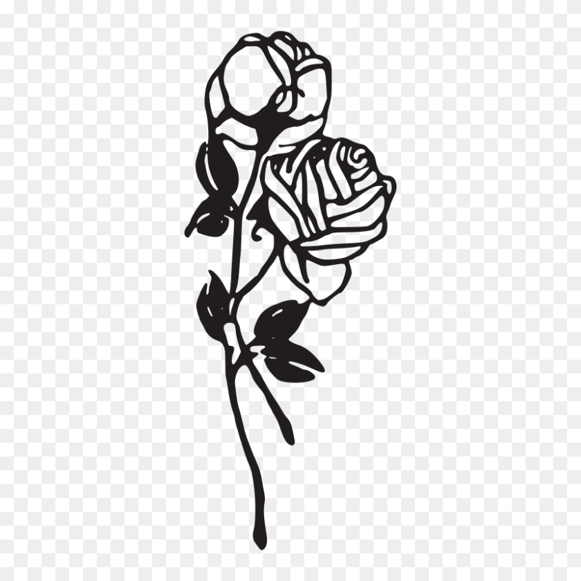 800x800 Rose Black And White Black And White Rose Clip Art - Rose Clipart PNG