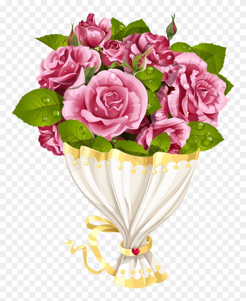 4017x5000 Rose Bouquet With Heart Transparent Png Clip Art Gallery - Rose Bouquet Clipart