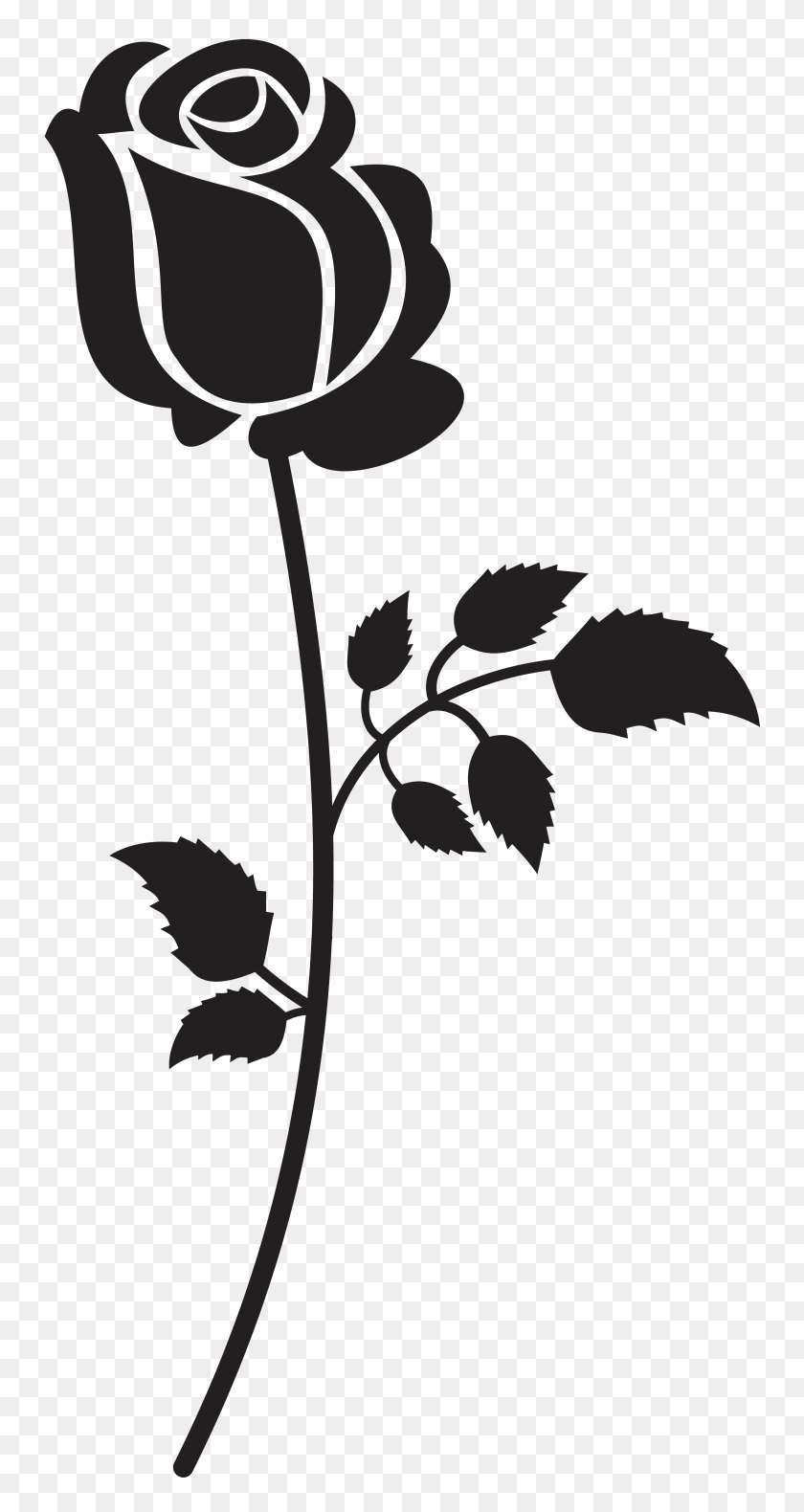 3591x7000 Rose Clip Art Silhouette - Rose Clipart PNG