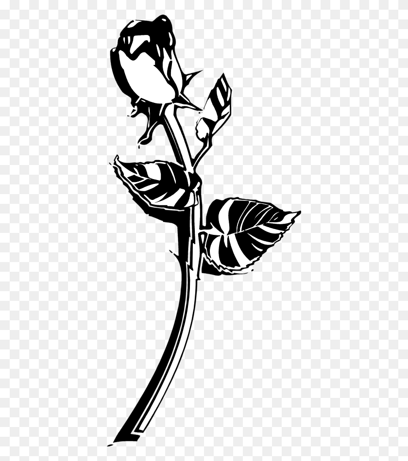 400x890 Rose Clipart Black And White - Vines Clipart Black And White