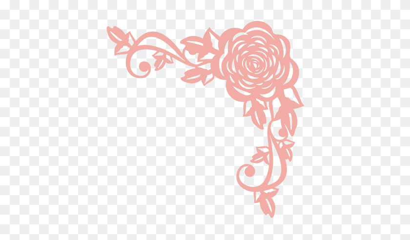432x432 Rose Corner Flourish Scrapbook Cute Clipart - Rose Silhouette PNG