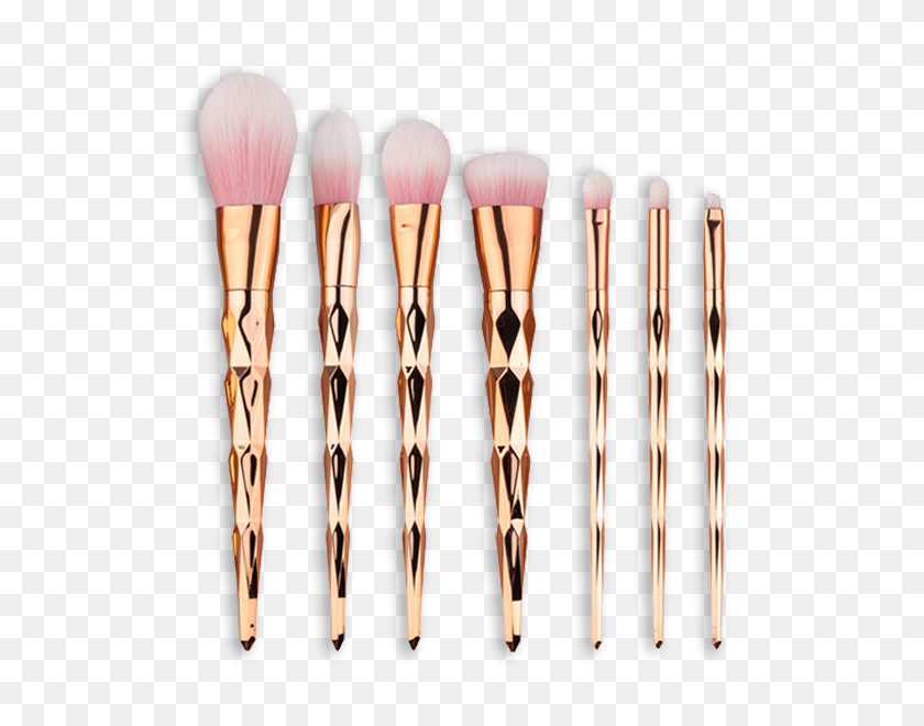 600x600 Rose Gold Unicorn Piece Makeup Brush Set - Makeup Brush PNG