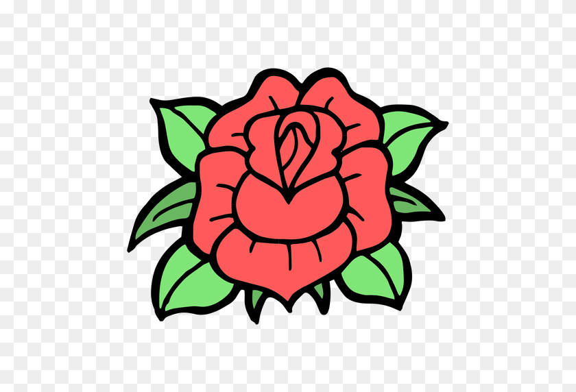 512x512 Rose Head Colored Vintage Tattoo - Vintage Flower PNG