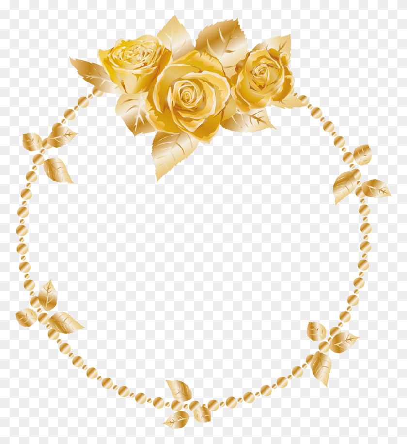 1502x1647 Rose Oses Wreath Gold Header Border Frame Decor Decorat - Rose Frame PNG