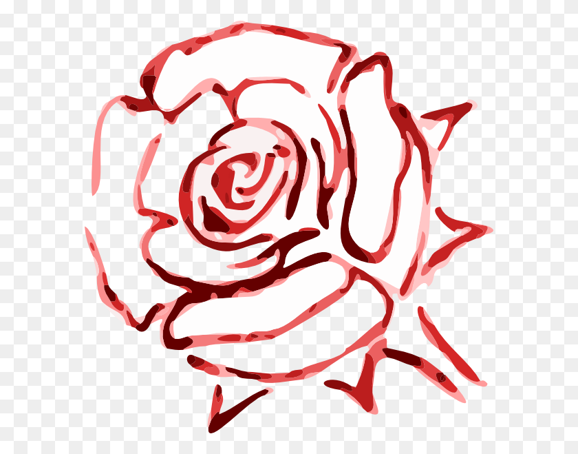 594x599 Rose Outline Clip Art - Rose Clipart Outline